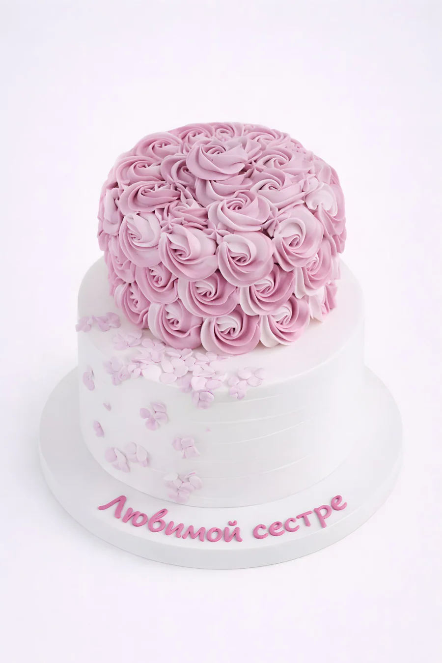 Фиолетовый торт с розами для сестры Фото