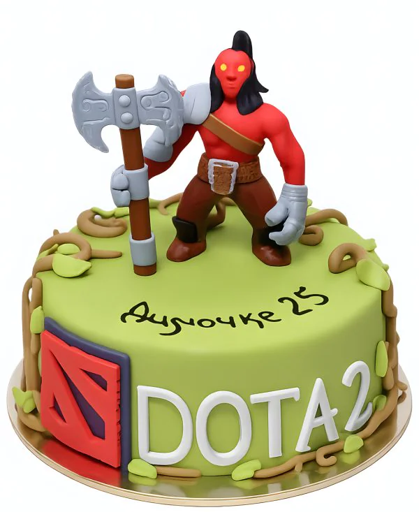 Торт дота 2 с фигуркой воина Фото