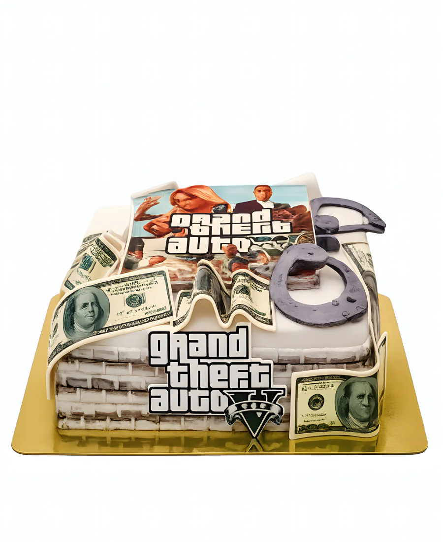 Шикарный торт с логотипом GTA Фото
