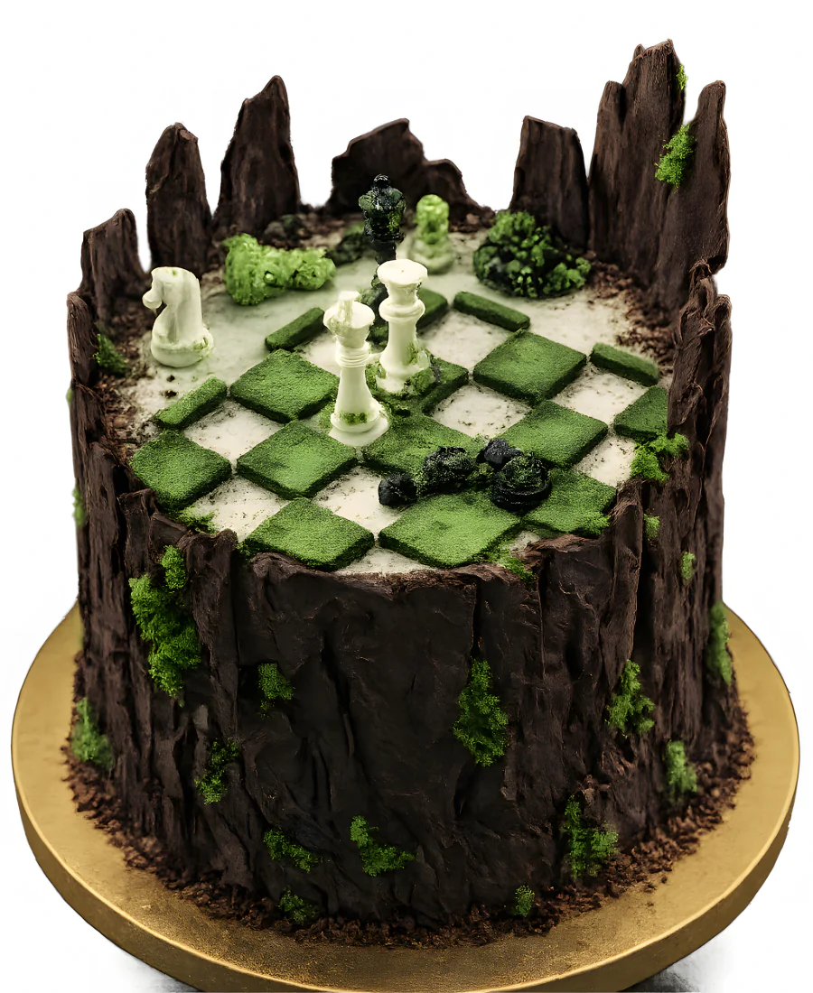 Торт лесные шахматы на пне Фото
