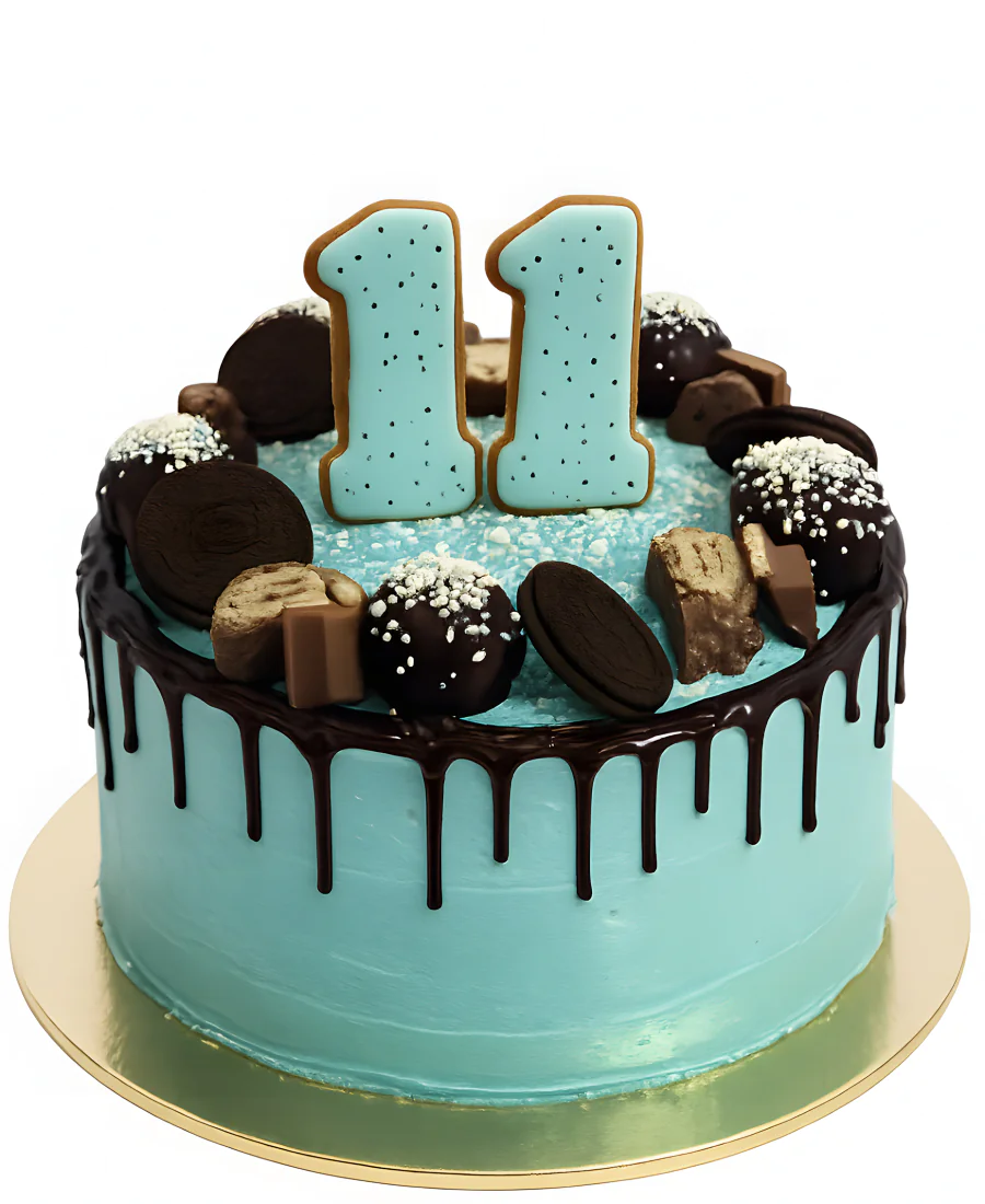 Торт мальчику на 11 лет из крема с шоколадом Фото