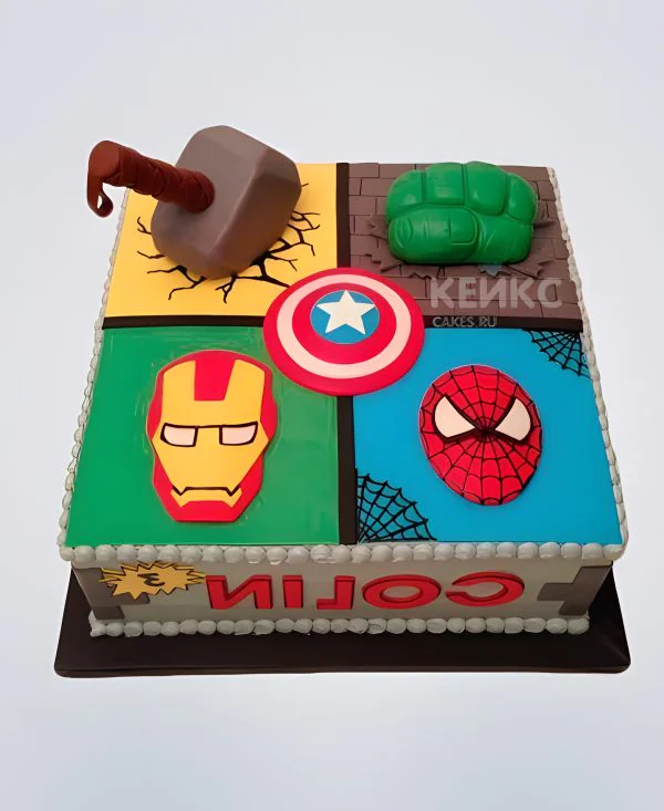 Торт Мстители для мальчика Фото