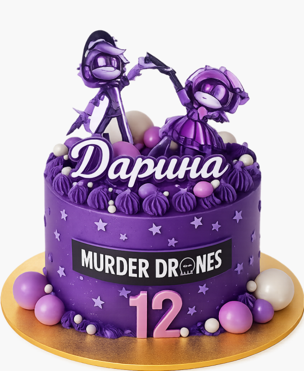 Торт на 12 лет по тематике Murder Drones Фото