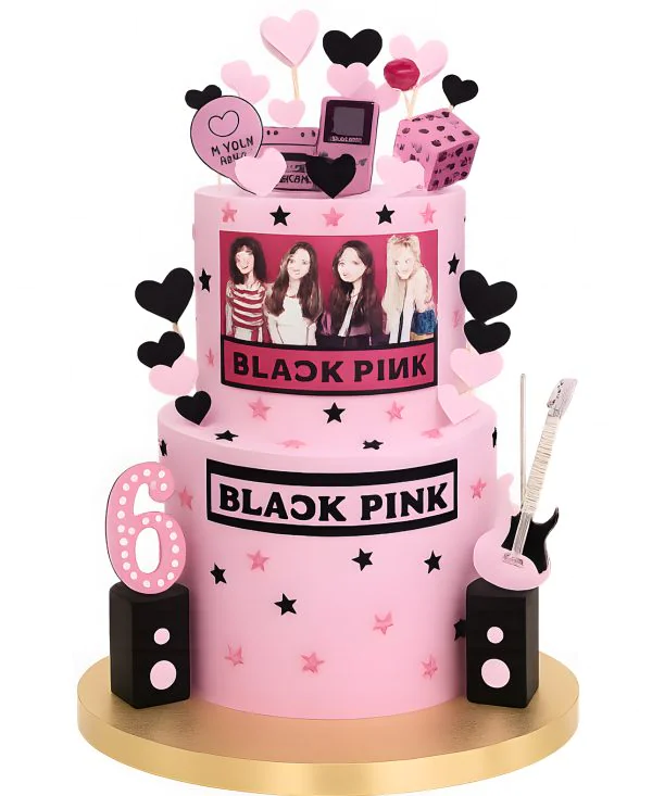 Торт на 6 лет с леденцами по тематике Blackpink Фото