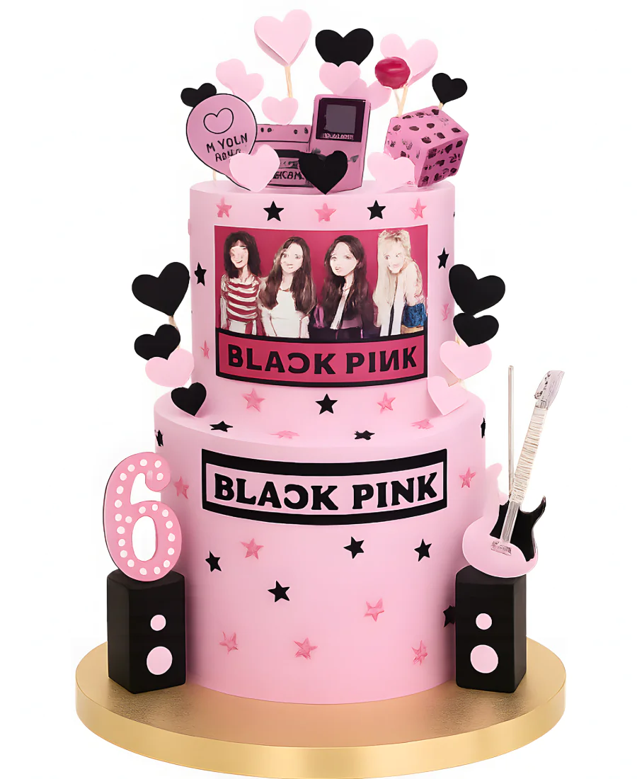 Торт на 6 лет с леденцами по тематике Blackpink Фото