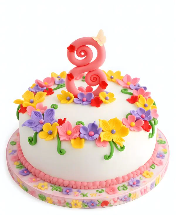 Торт на 8 марта с весенними цветами Фото