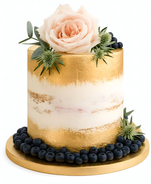 Торт на 8 марта с цветком и ягодами Фото