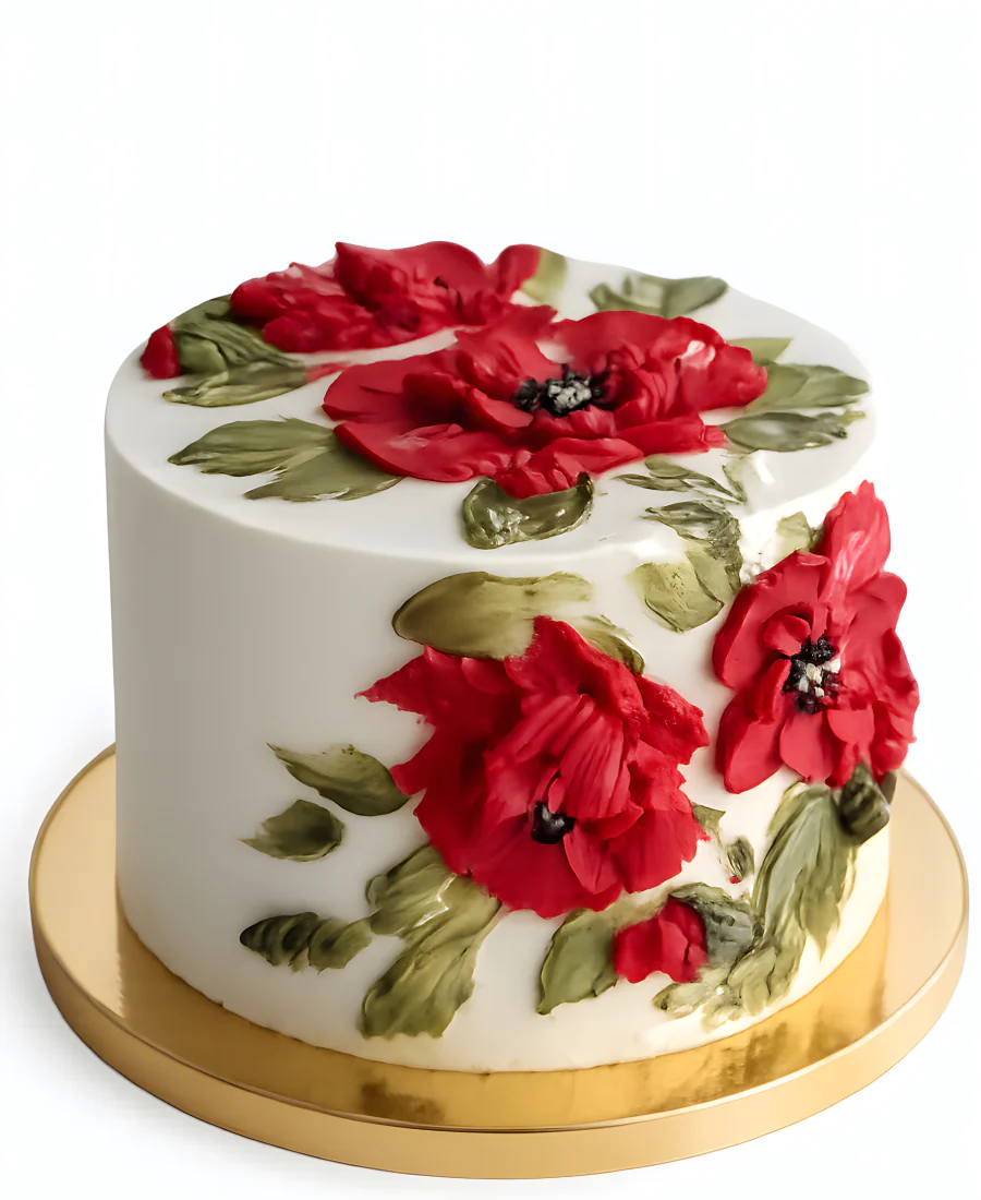 Торт на 8 марта с цветами по фасаду Фото