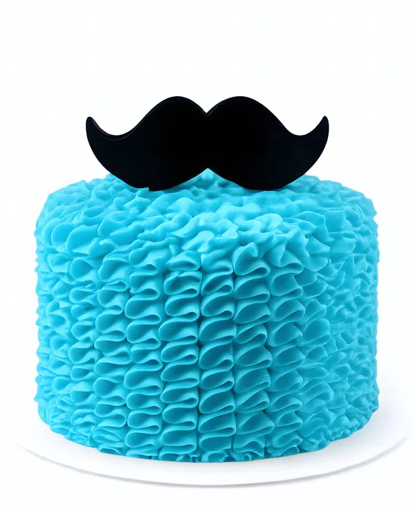 Лазурный недорогой торт с усами на день рождения Фото