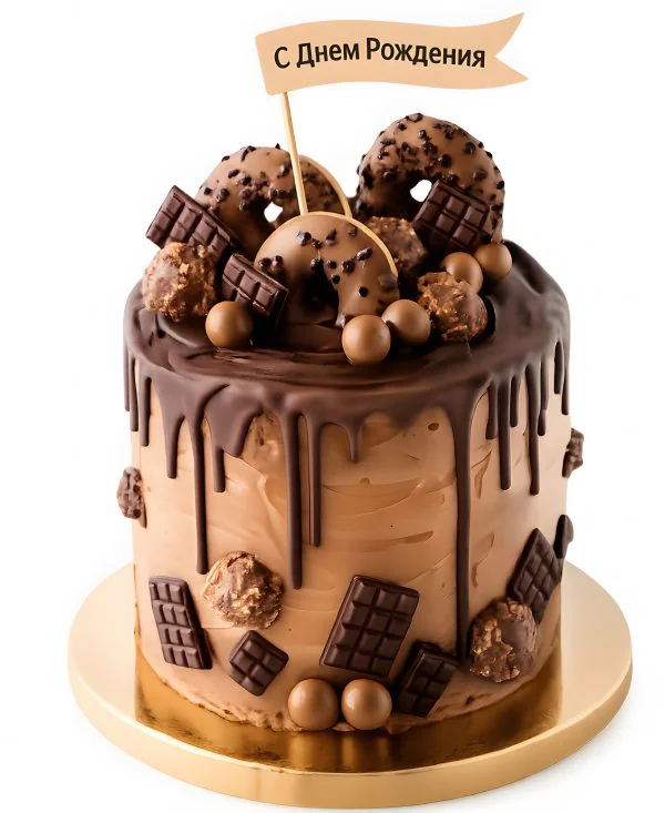 Кремовый торт со сладостями на день рождения Фото