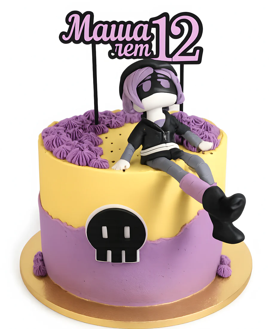 Торт на день рождения с персонажем Узи из Murder Drones Фото