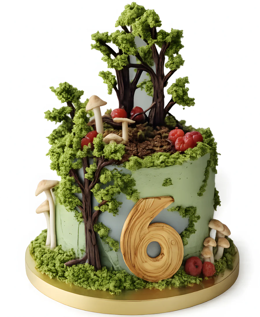 Торт на шесть лет в лесном стиле с грибочками Фото