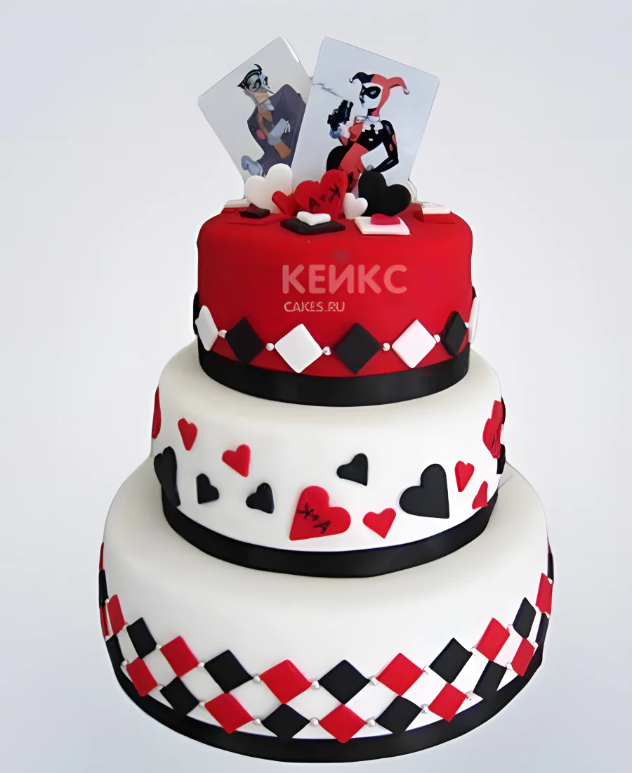 Торт с Харли Квинн и картами Фото