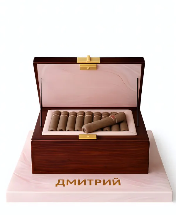 Торт в виде коробки с сигарами для мужчины Фото