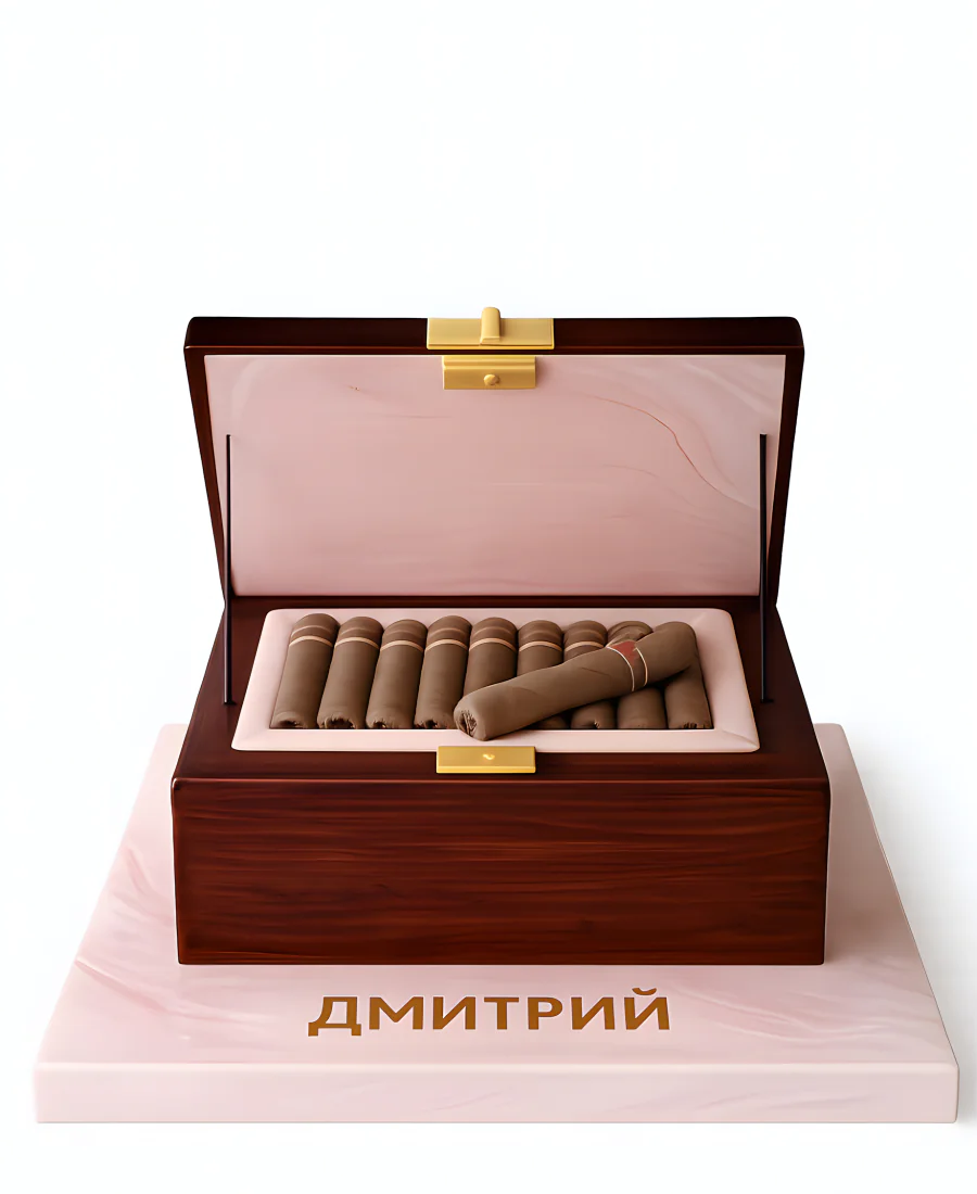 Торт в виде коробки с сигарами для мужчины Фото