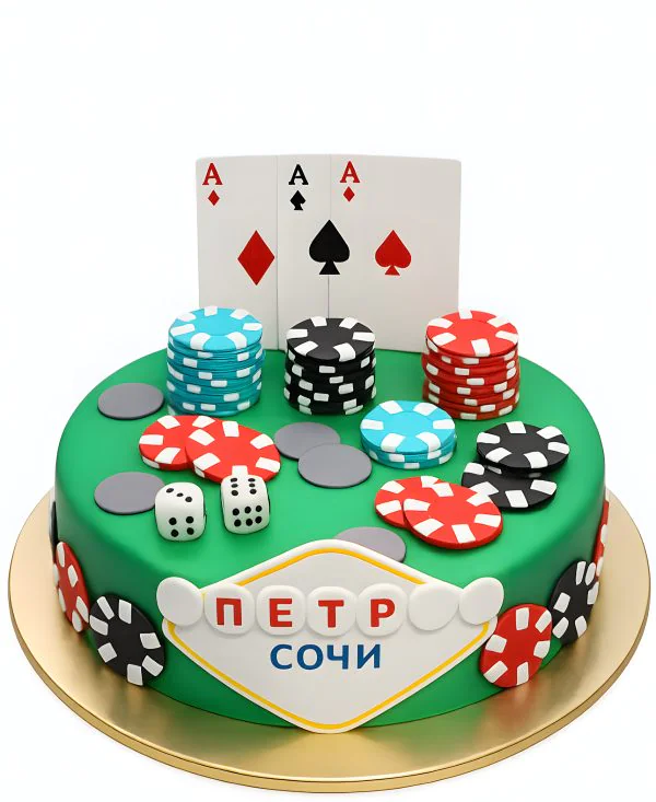 Зеленый торт в стиле казино Фото