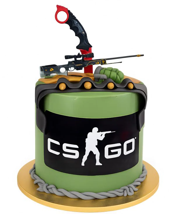 Торт по игре CS GO со снайперской винтовкой Фото