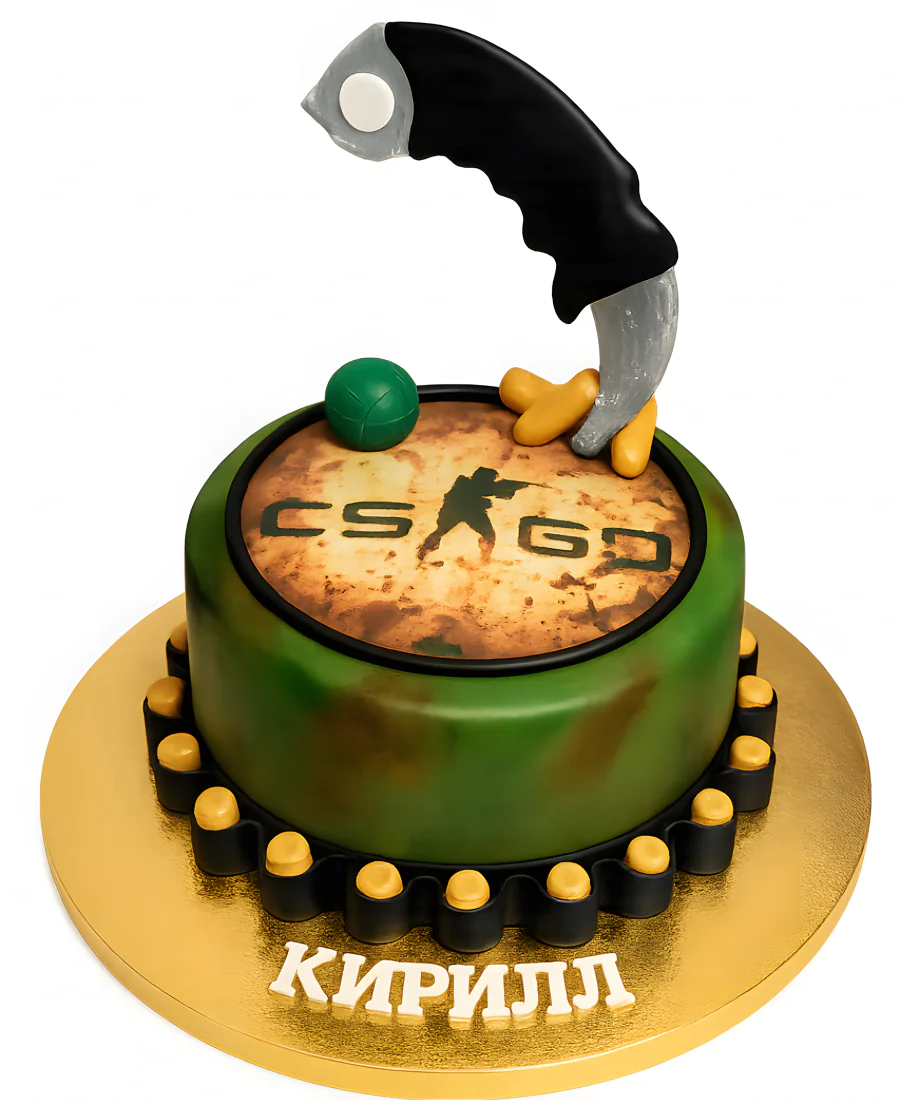 Торт по тематике Контр Страйк с керамбитом Фото
