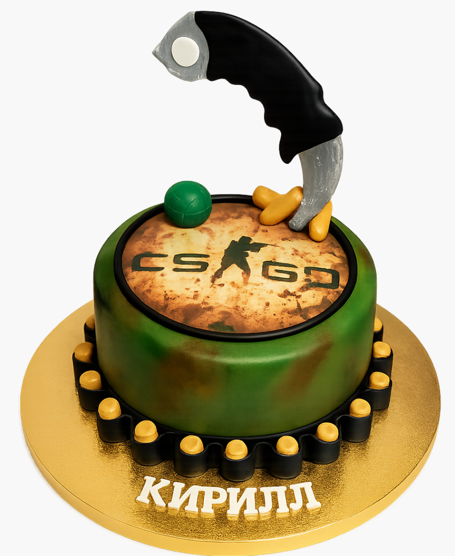 Торт по тематике Контр Страйк с керамбитом Фото