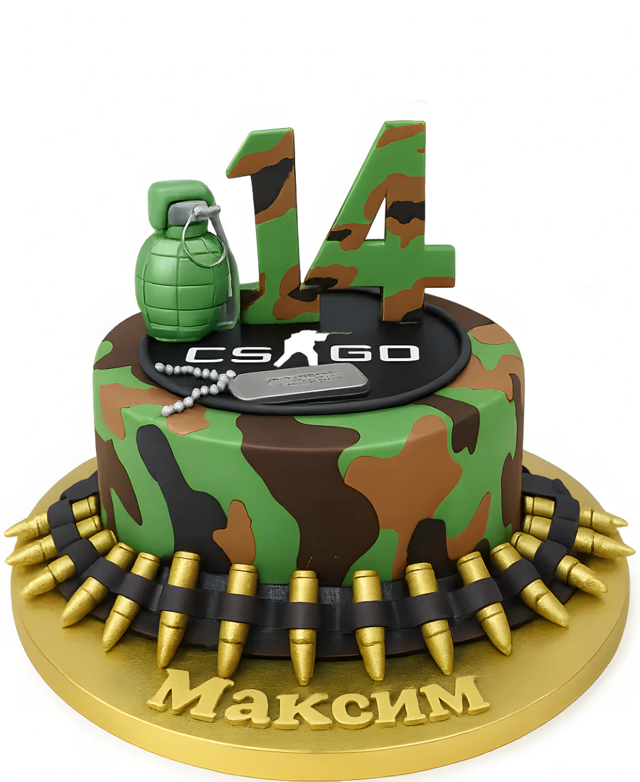 Торт с гранатой по CS GO на 14 лет Фото