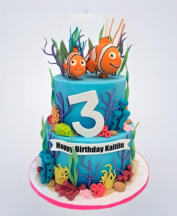 Торт в поисках Немо с рыбками и водорослями Фото