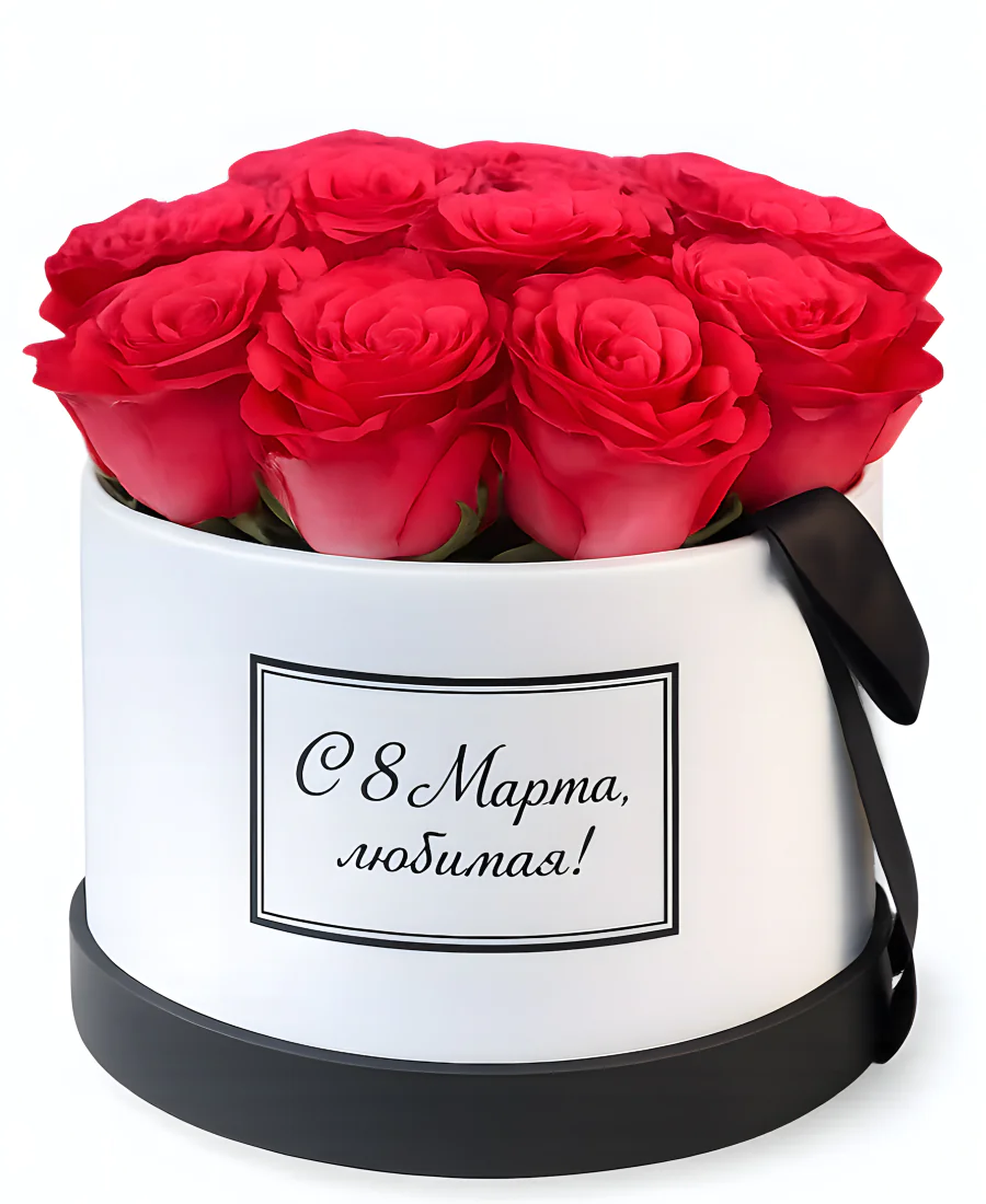 Торт в виде коробочки на 8 марта с цветами из мастики Фото