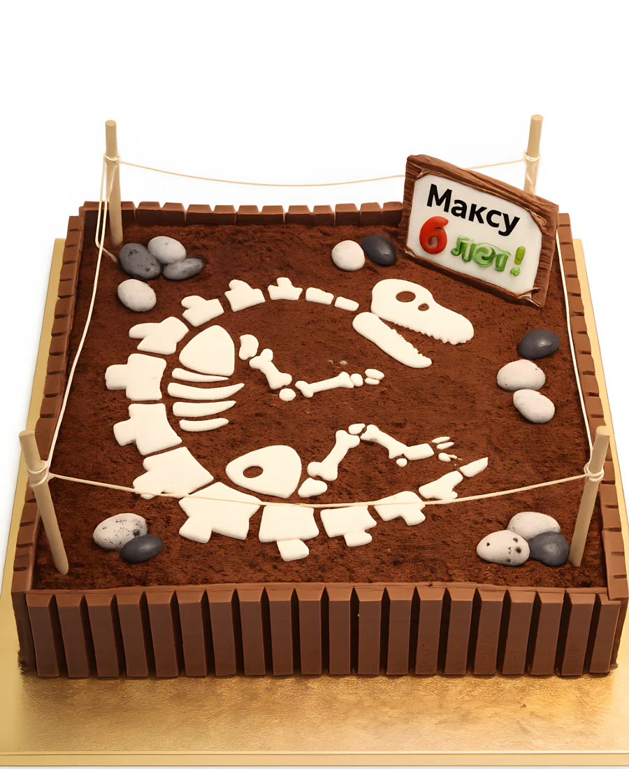 Торт в виде раскопок костей динозавра Фото