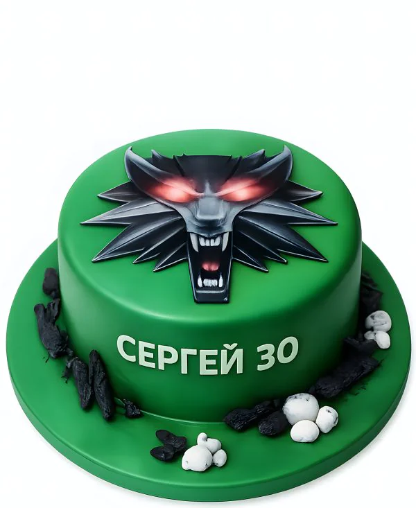Торт в зеленом цвете Ведьмак Фото