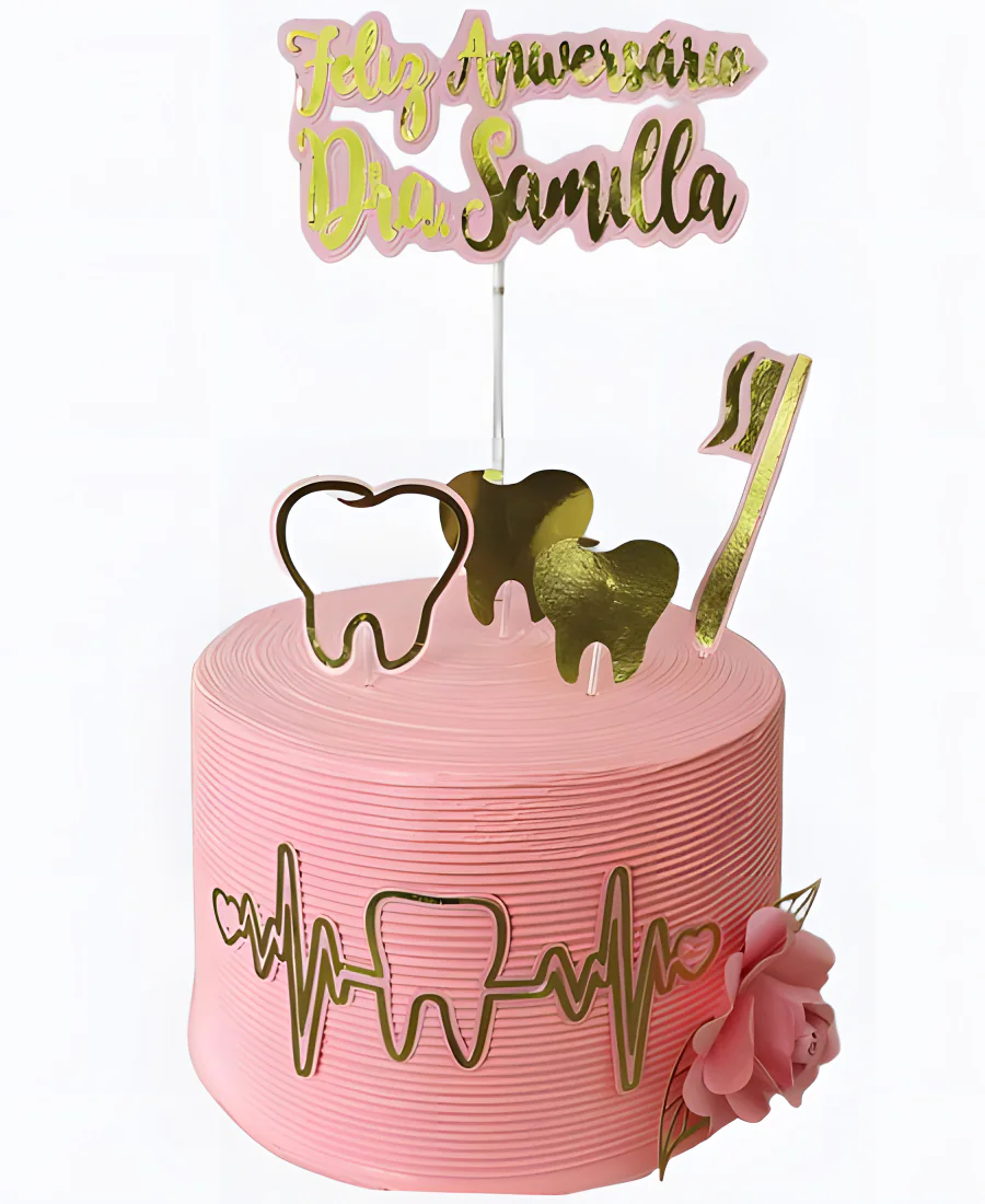 Торт Золотые зубы на розовом Фото