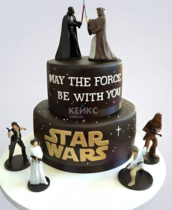 Торт Звездные войны с фигурками персонажей Фото