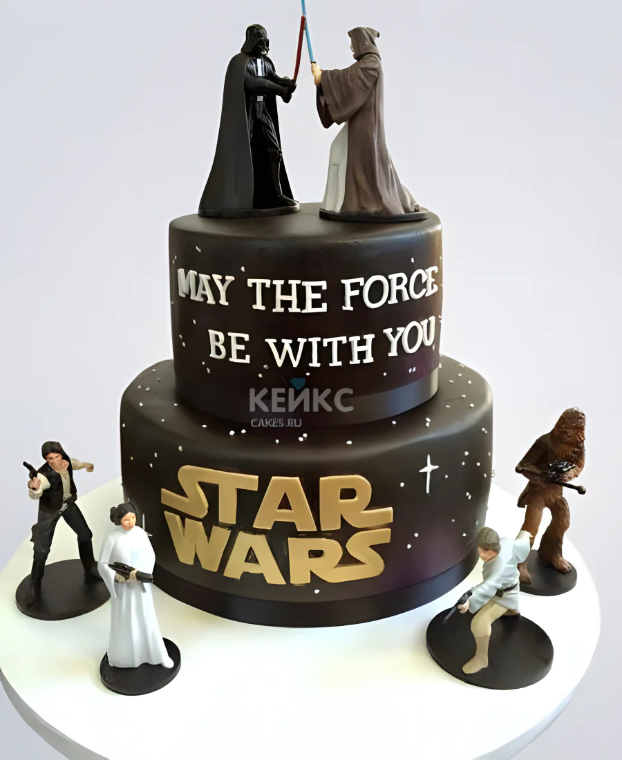 Торт Звездные войны с фигурками персонажей Фото