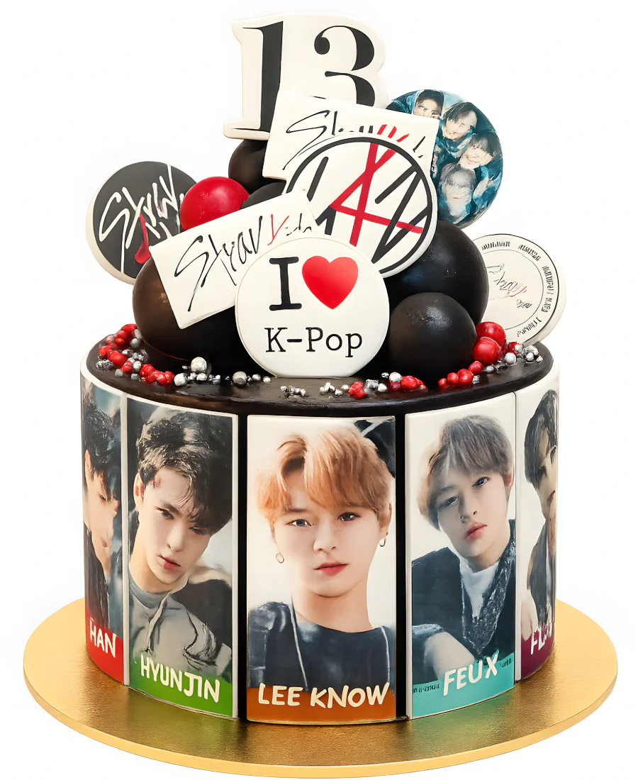 Удивительный торт с фотопечатью группы Stray Kids Фото