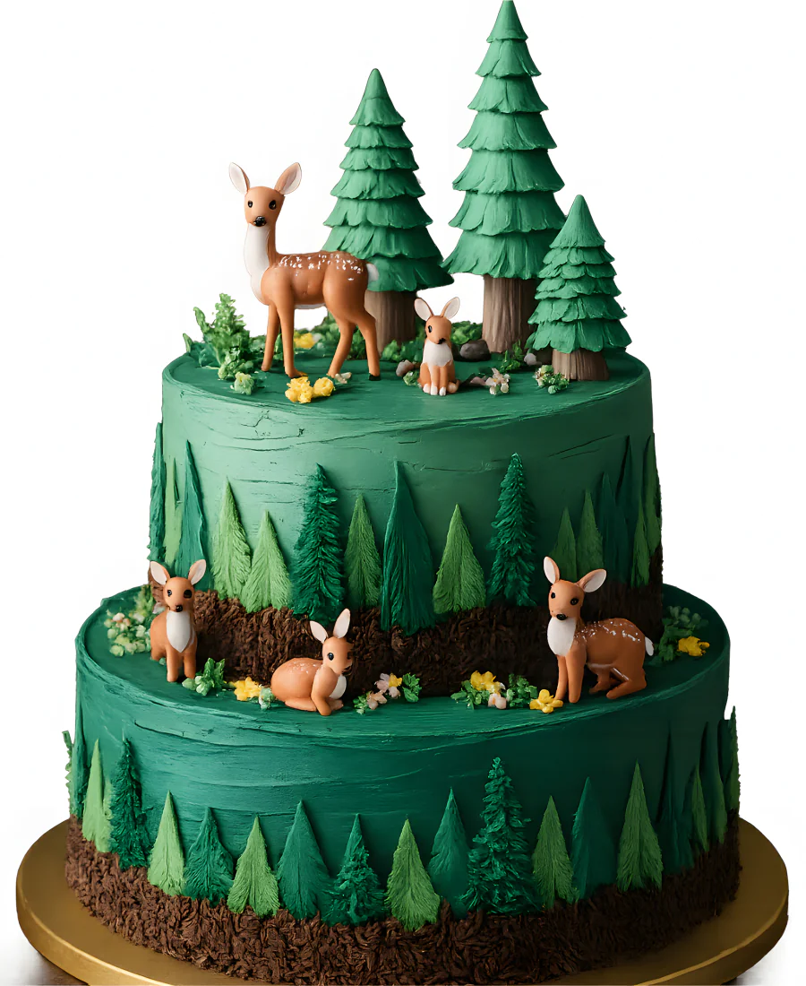 Утонченный лесной торт с зверьками Фото
