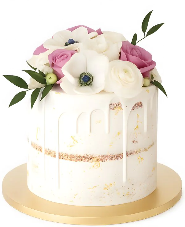 Вкусный торт на 8 марта с цветами Фото
