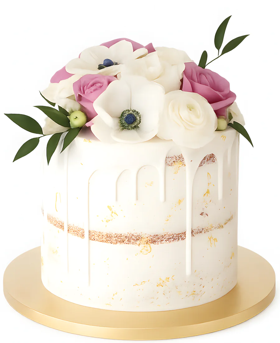 Вкусный торт на 8 марта с цветами Фото