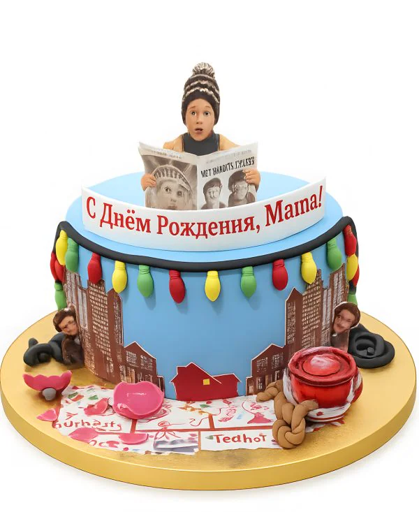 Восхитительный торт голубого цвета с Кевином Фото