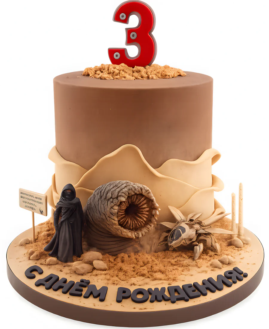 Яркий торт в стиле Дюна на 3 года Фото
