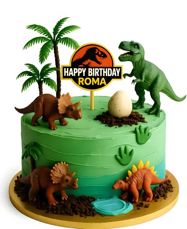 Торт с яйцом и динозавром Фото