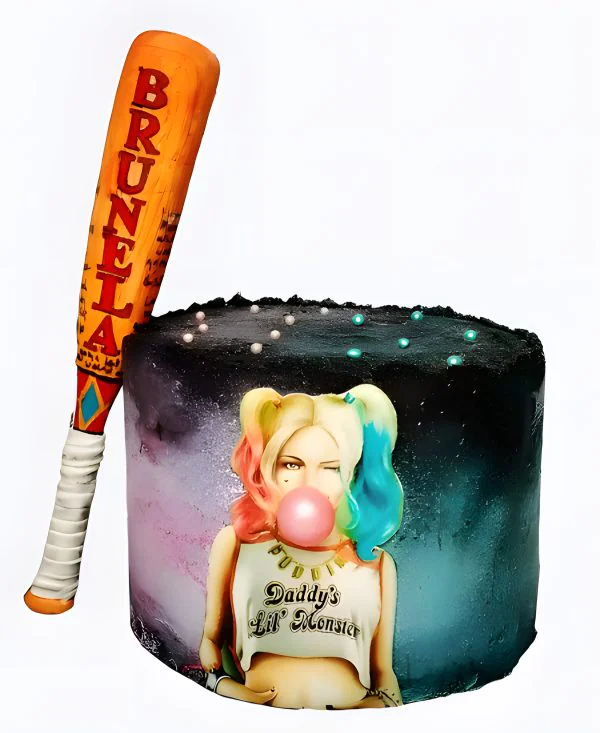 Черный торт с битой Отряд Самоубийц Фото