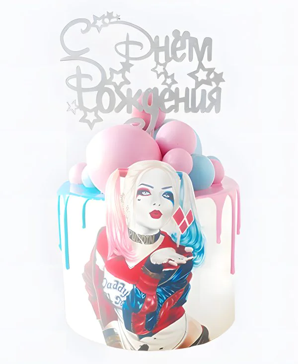 Белый торт по тематике Отряд Самоубийц Фото