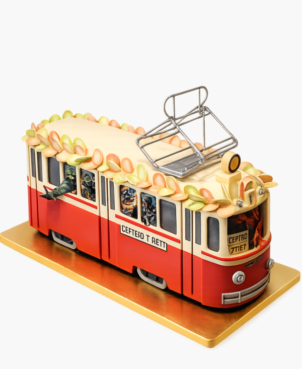 3D торт в форме трамвая Фото