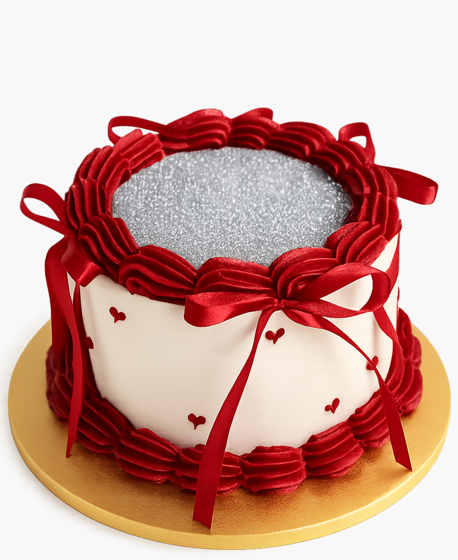 Бело-красный торт с блестками Фото