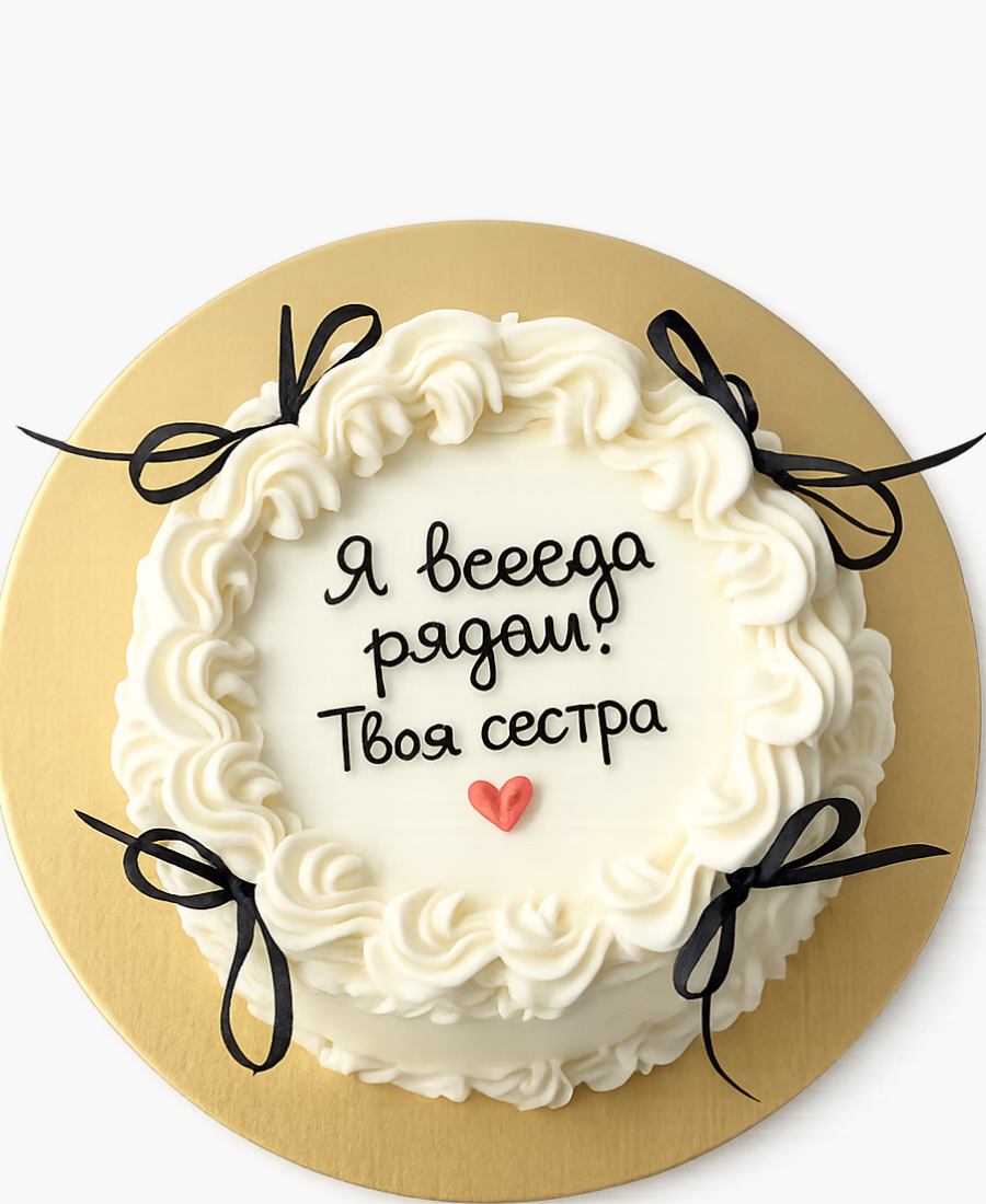 Белый бенто-торт с черными бантиками Фото