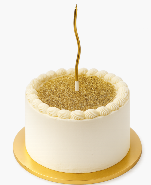 Белый бенто-торт с золотыми блестками Фото