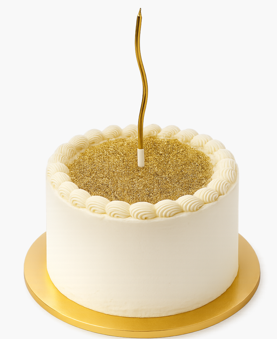 Белый бенто-торт с золотыми блестками Фото