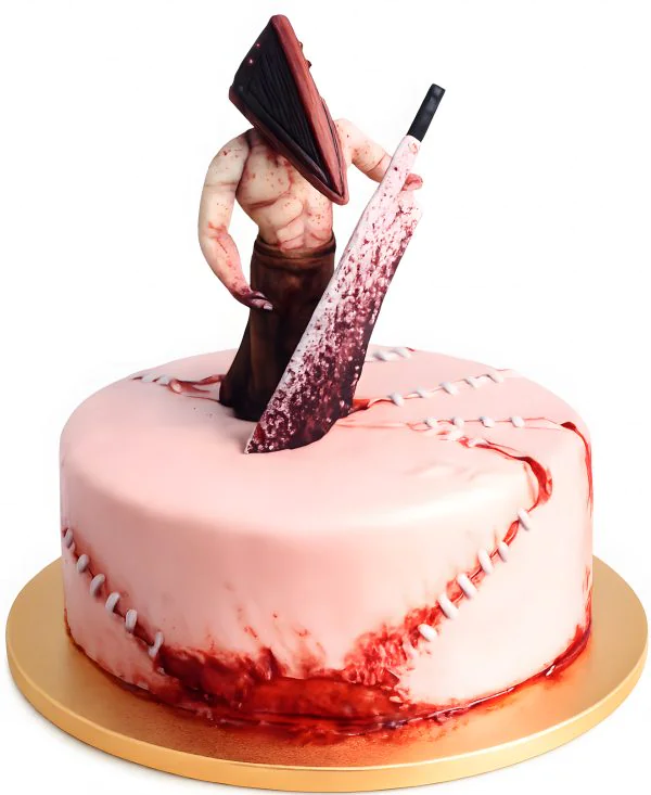 Белый торт с фигуркой палача из Сайлент Хилл Фото