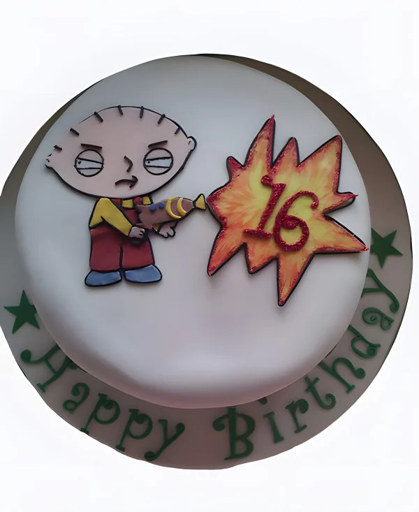 Белый торт с топпером Стьюи Фото