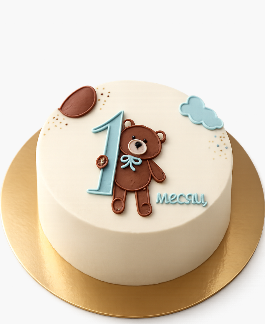 Бенто-торт на 1 месяц с медведем Фото