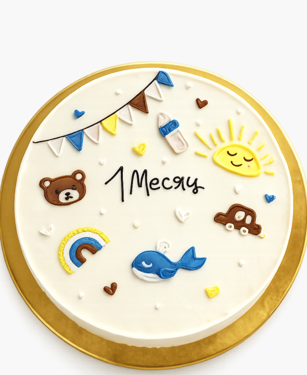 Бенто-торт на 1 месяц с рисунками Фото