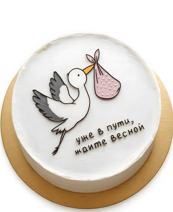 Бенто-торт с аистом и кулечком Фото